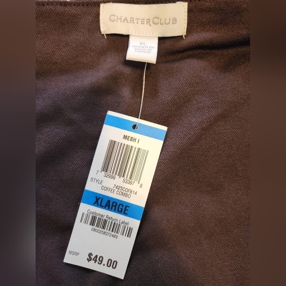 Charter Club Top, Size XL, New With Tag - Picture 3 of 3